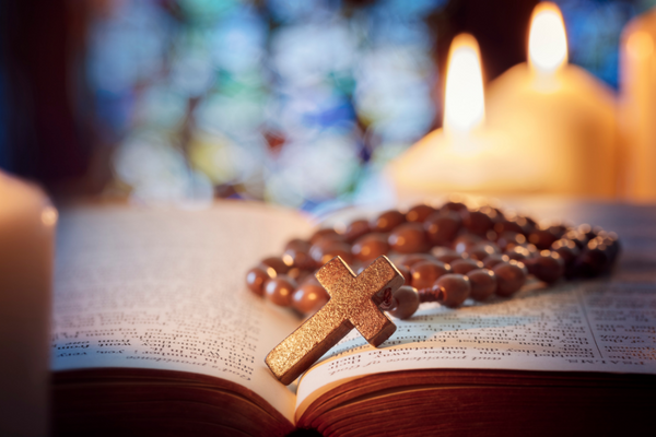 a cross on a rosary