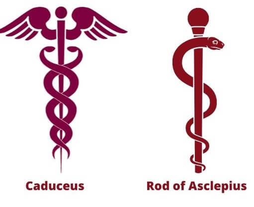 Caduceus and rod of asclepius