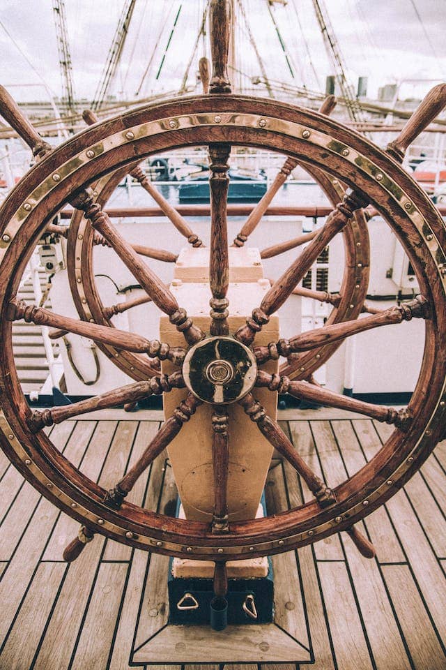 an old ship's wheel