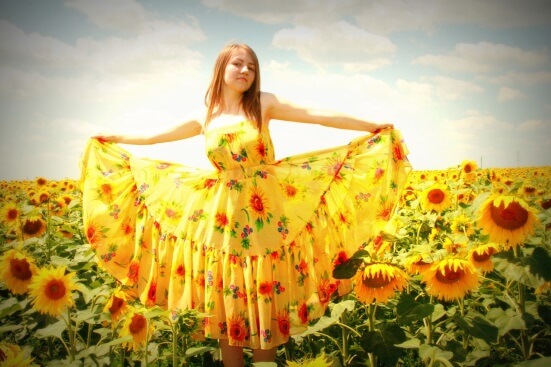 Girl wearing yellow color dress