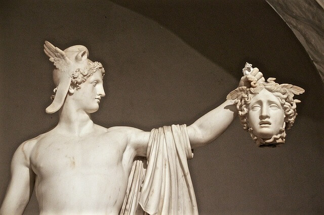 Perseus holding medusa head