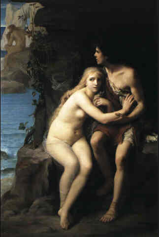 Acis and Galatea hiding from Polyphemus