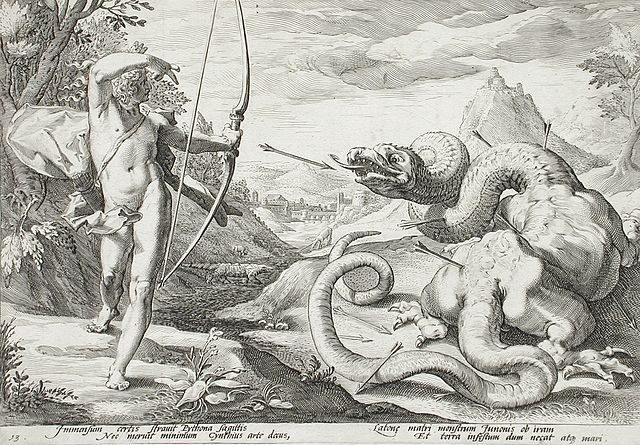 Apollo killing the Python, by Hendrik Goltzius
