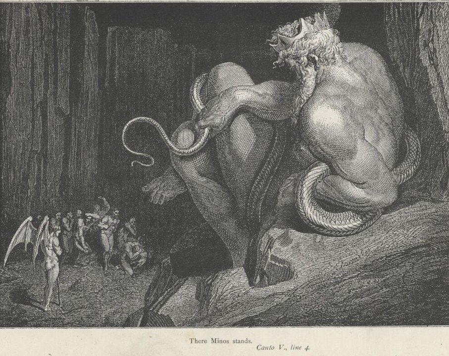 illustration of King Minos for Dante Alighieri's Inferno