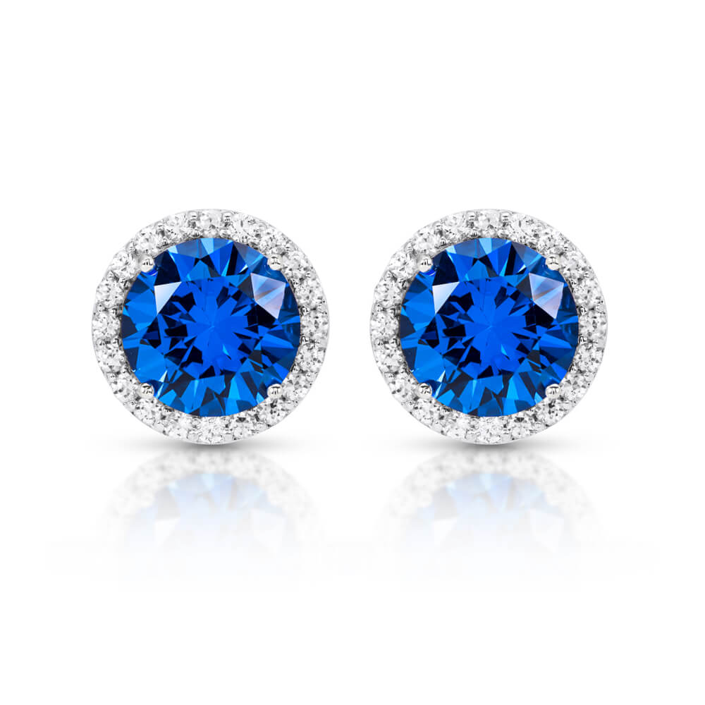 sapphire stud earrings blue diamond