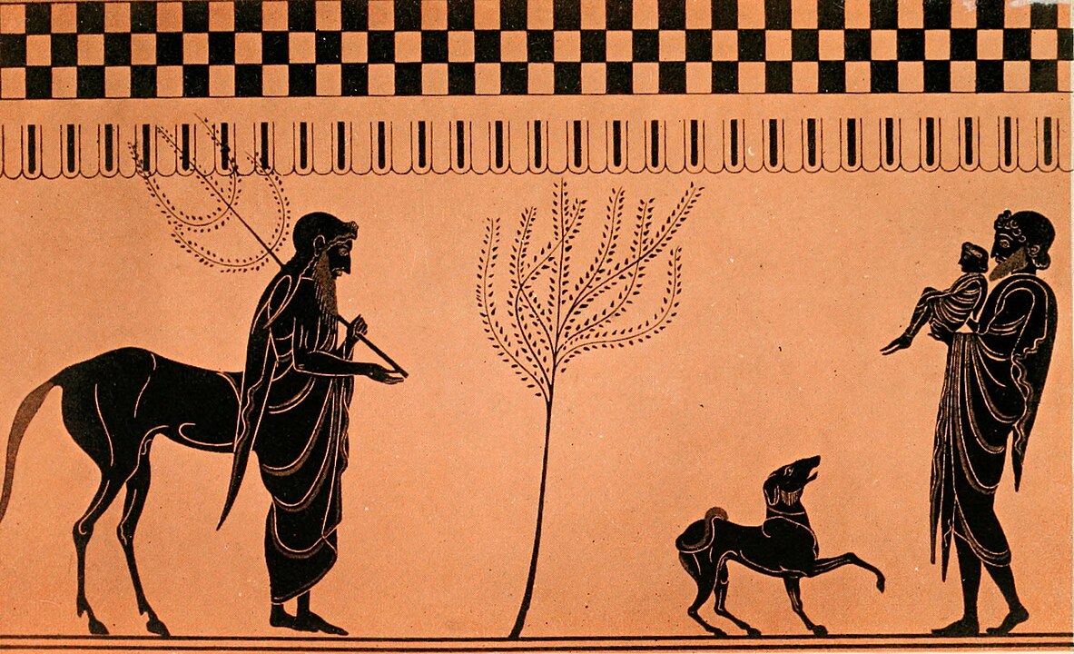 Chiron, Peleus and infant Achilles