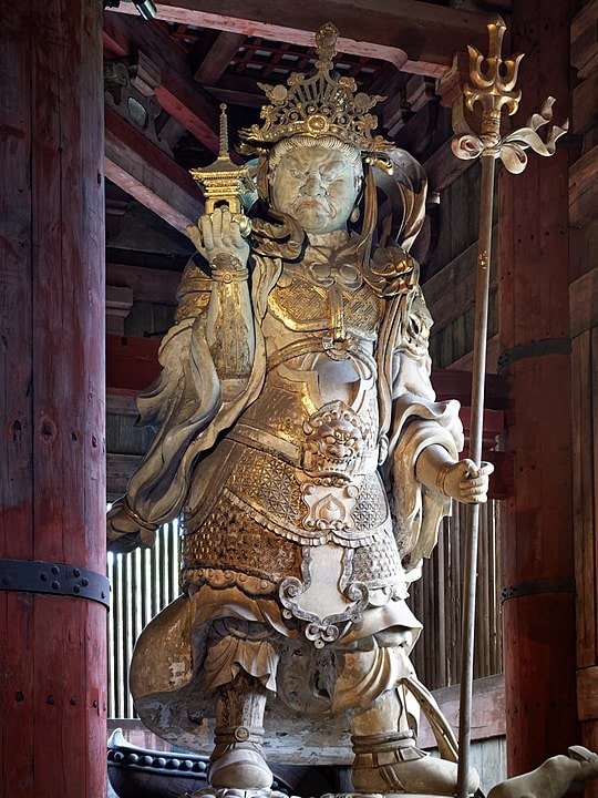 Statue of Tamonten (also named Bishamonten). It is one of the four heavenly kings of Buddhism