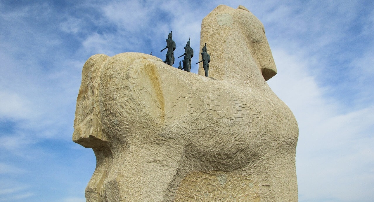 Cyprus Trojan horse sculpture