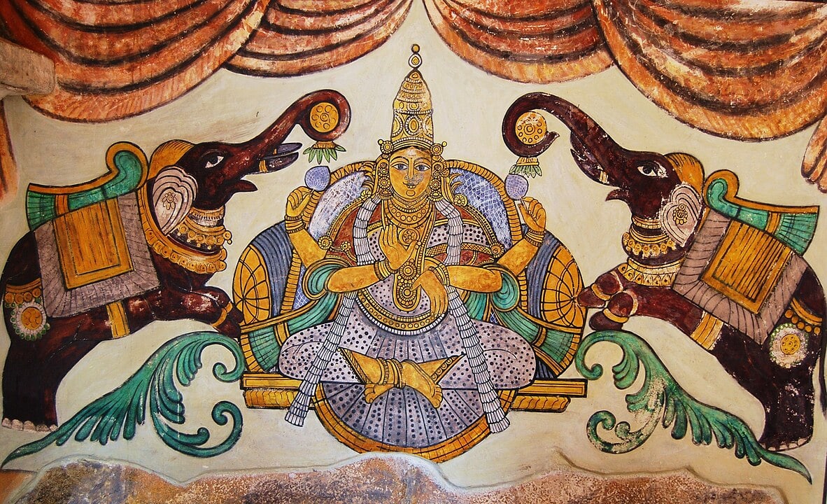 Goddess Lakshmi elephants, 4 arms