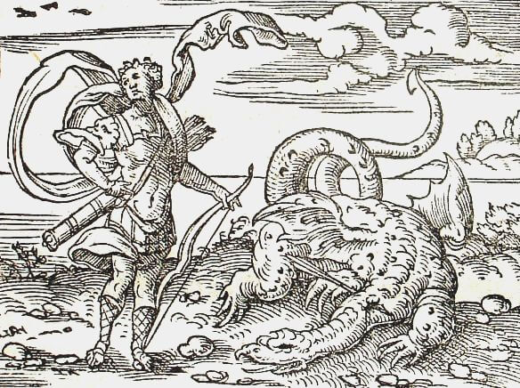 Apollo kills python with bow