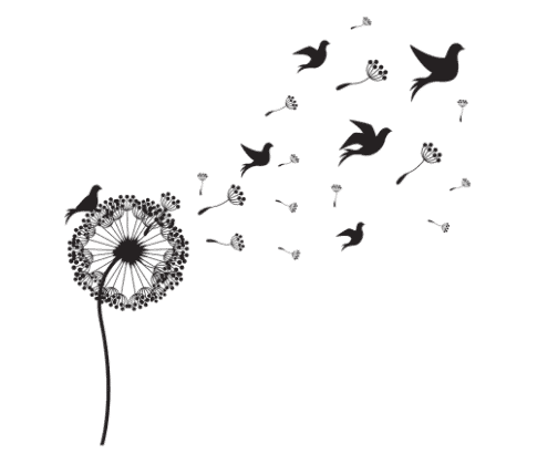 Dandelion and birds tattoo