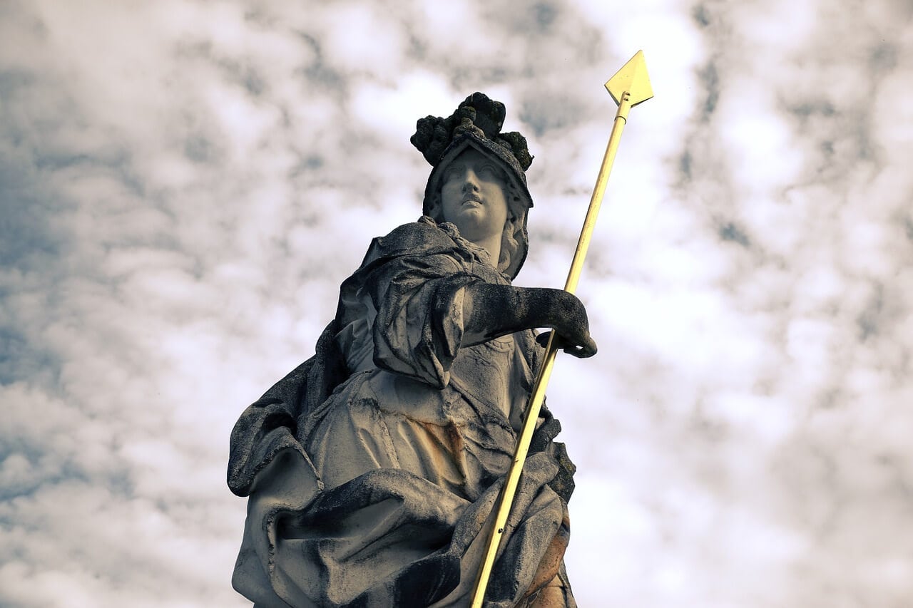 Minerva statue with spear