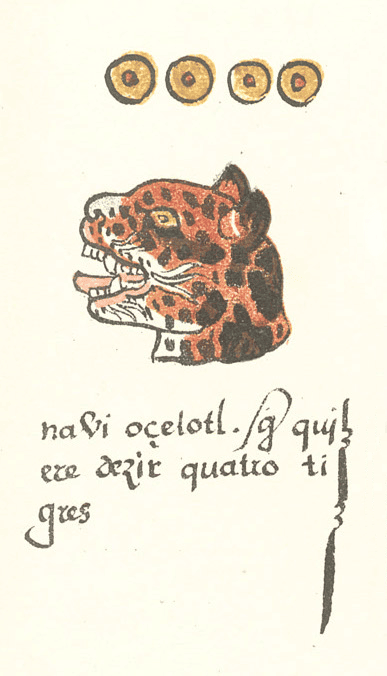 The glyph corresponding to the day nahui ocelotl
