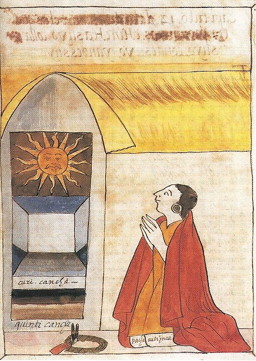The Emperor Pachacútec worshiping Inti