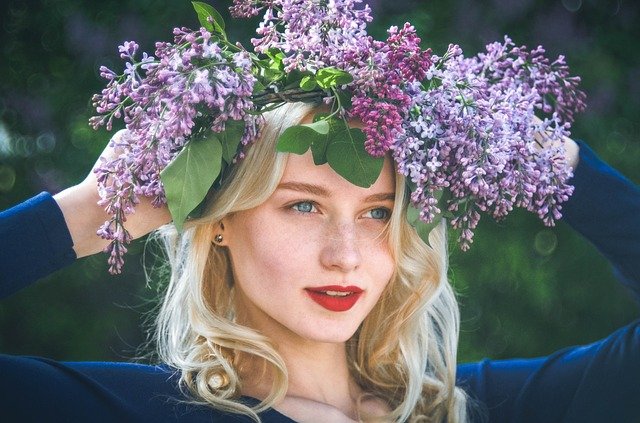 Girl wearing flower crown
