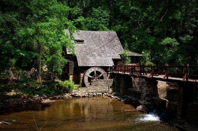 old house with watermill