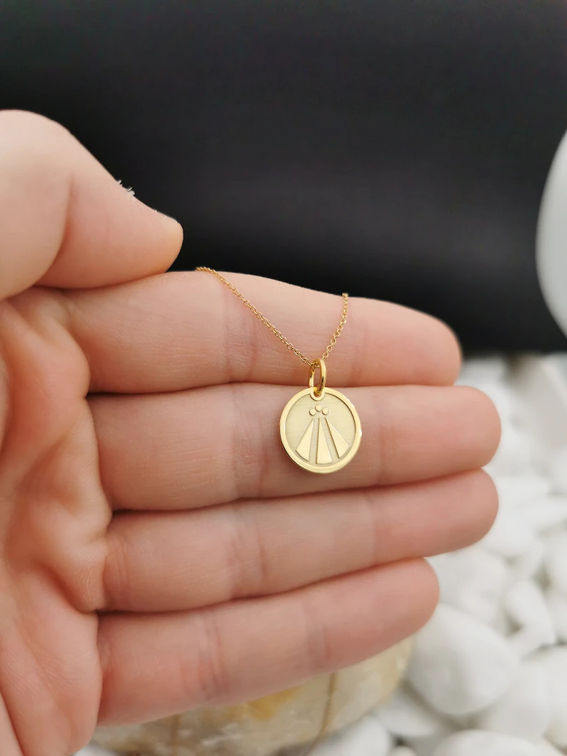 Solid Gold Awen Symbol Necklace