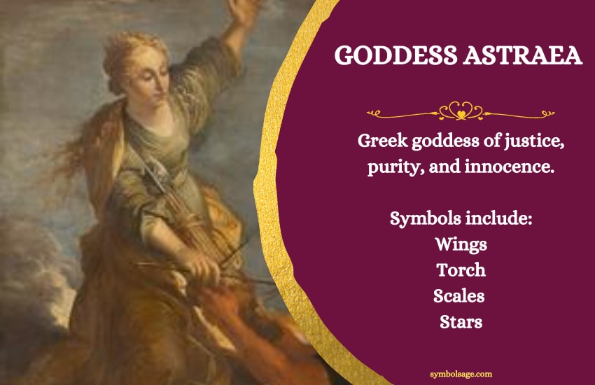 Symbols of Astraea Greek goddess
