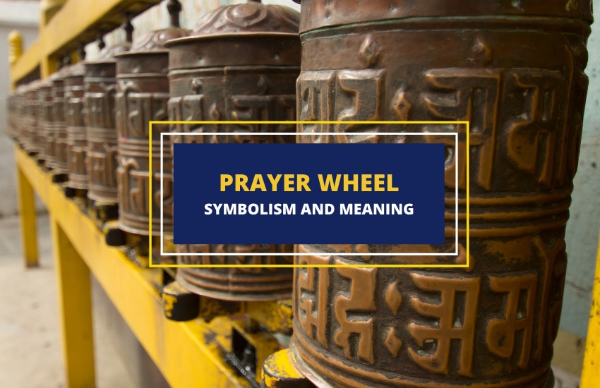 Tibetan 5 Table Spinning Wheel 8 Auspicious Symbols Embossed Table Prayer Wheel KTS-MANE-1076AUS 