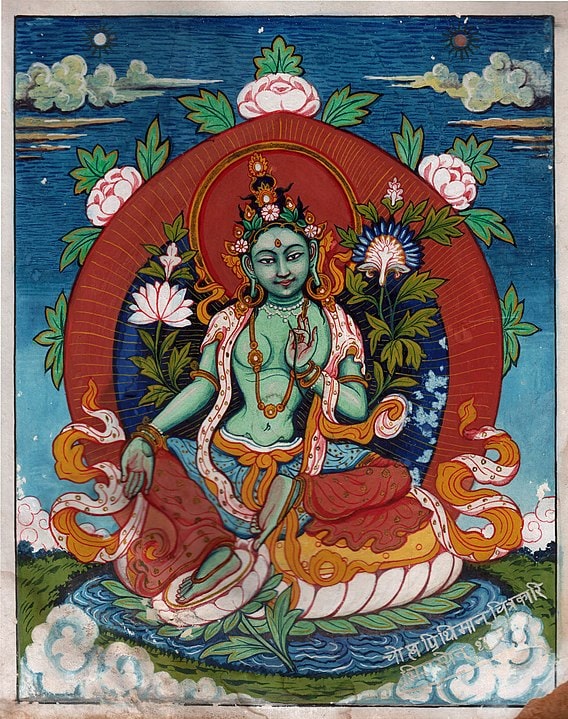 Painting of Buddhist goddess Green Tara