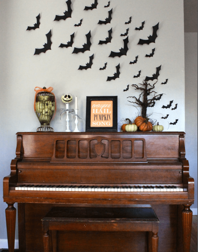 Bats over piano 