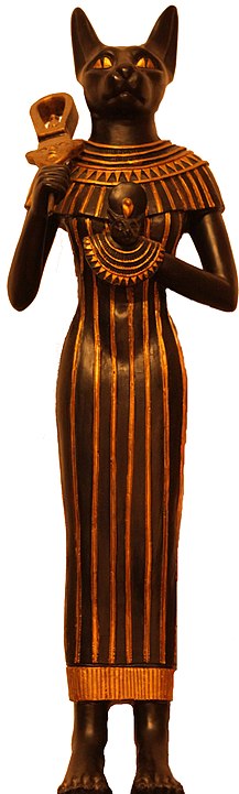 Statue of Bastet, in her hands she holds the Sitsrum