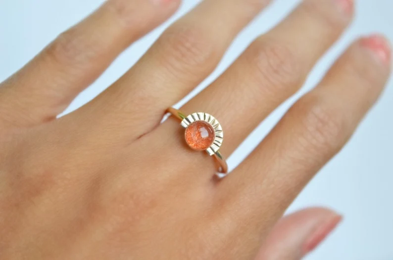 Orange Sunstone Ring