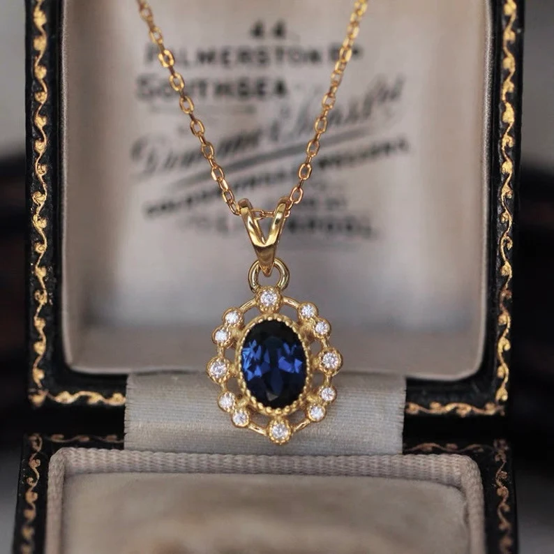Vintage Blue Sapphire Necklace