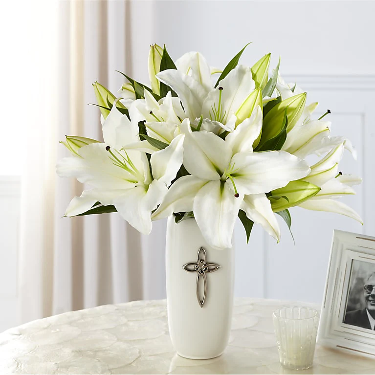 White oriental lilies