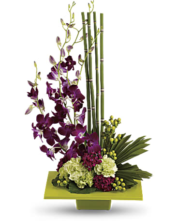 Zen artistry floral arrangement with green carnations