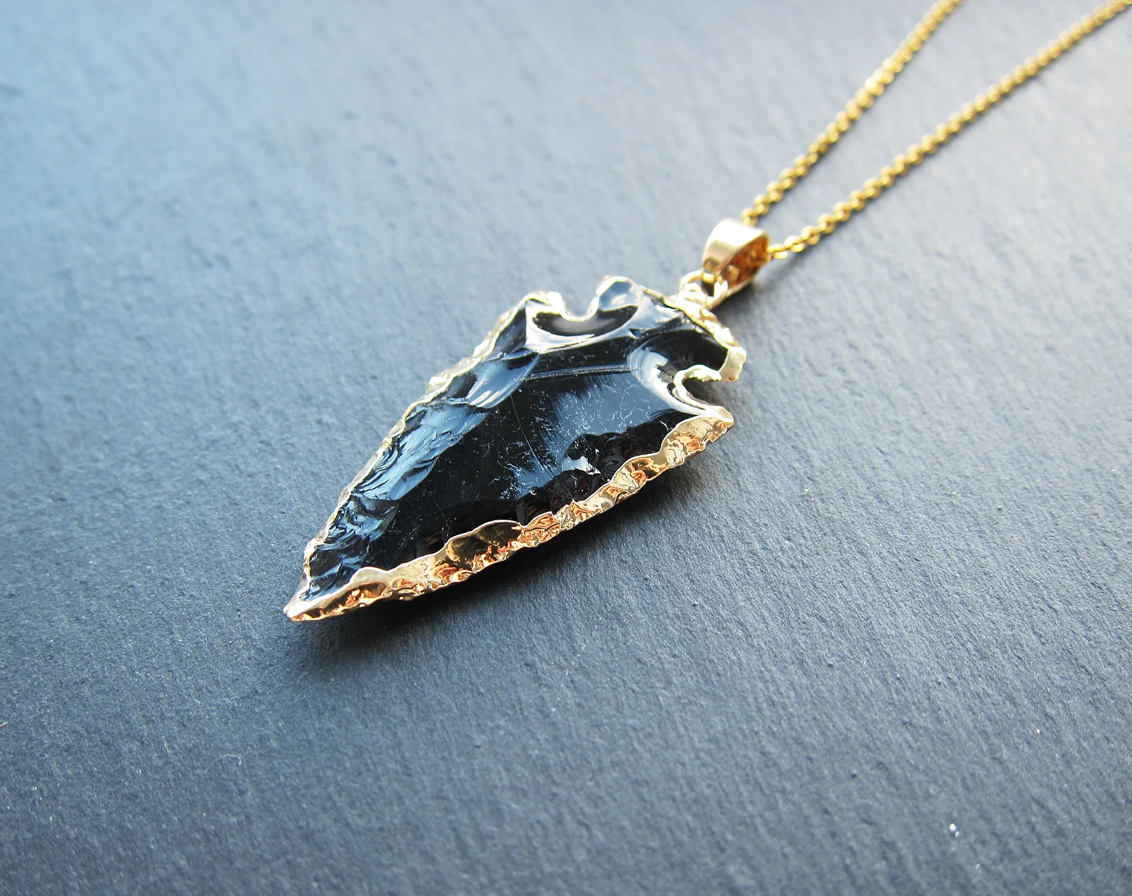 black obsidian arrowhead necklace