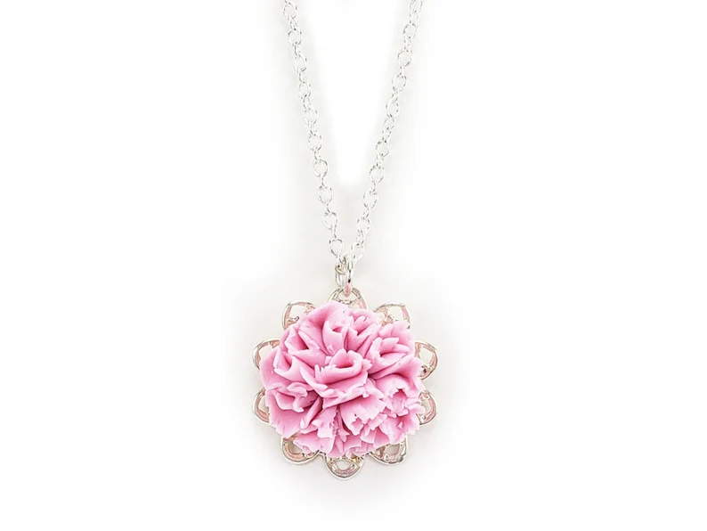 carnation charm necklace