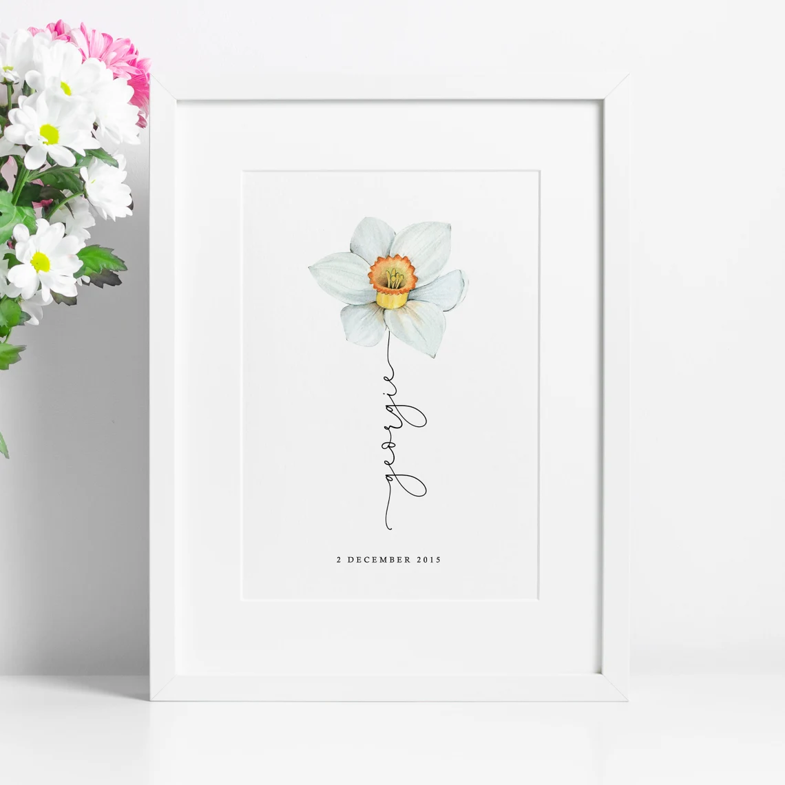 custom birth flower digital print etsy
