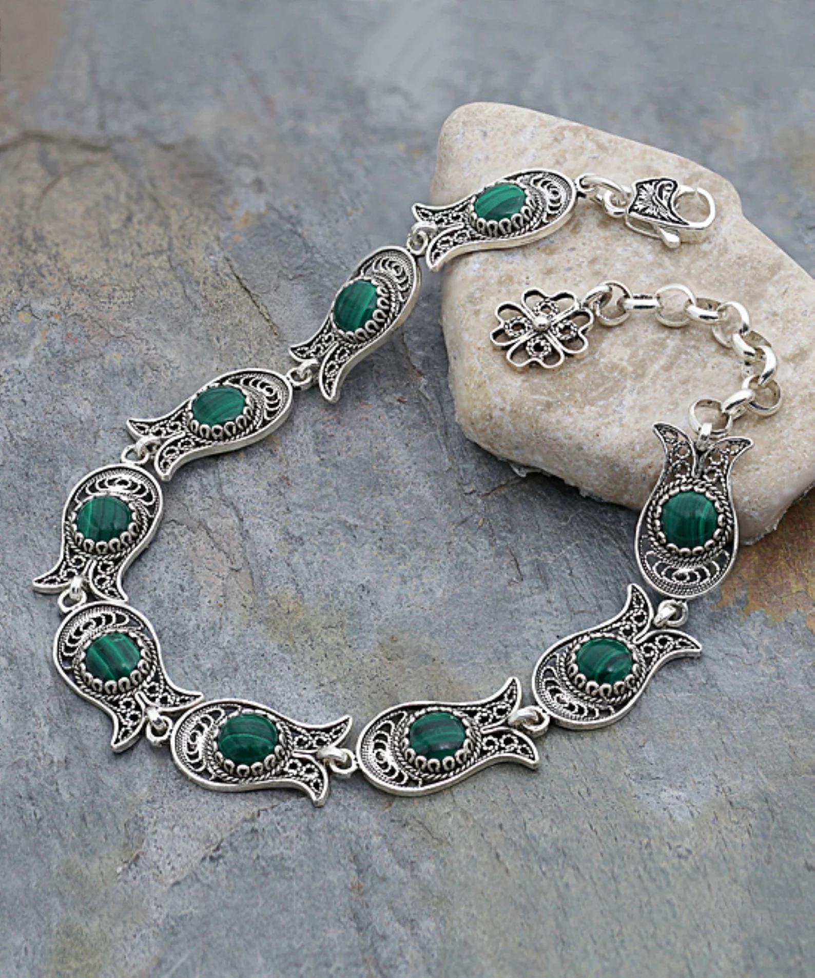 green malachite stone necklace