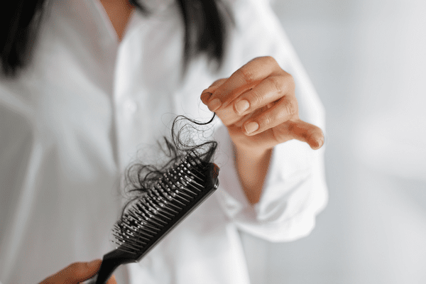 hair strands on a brush