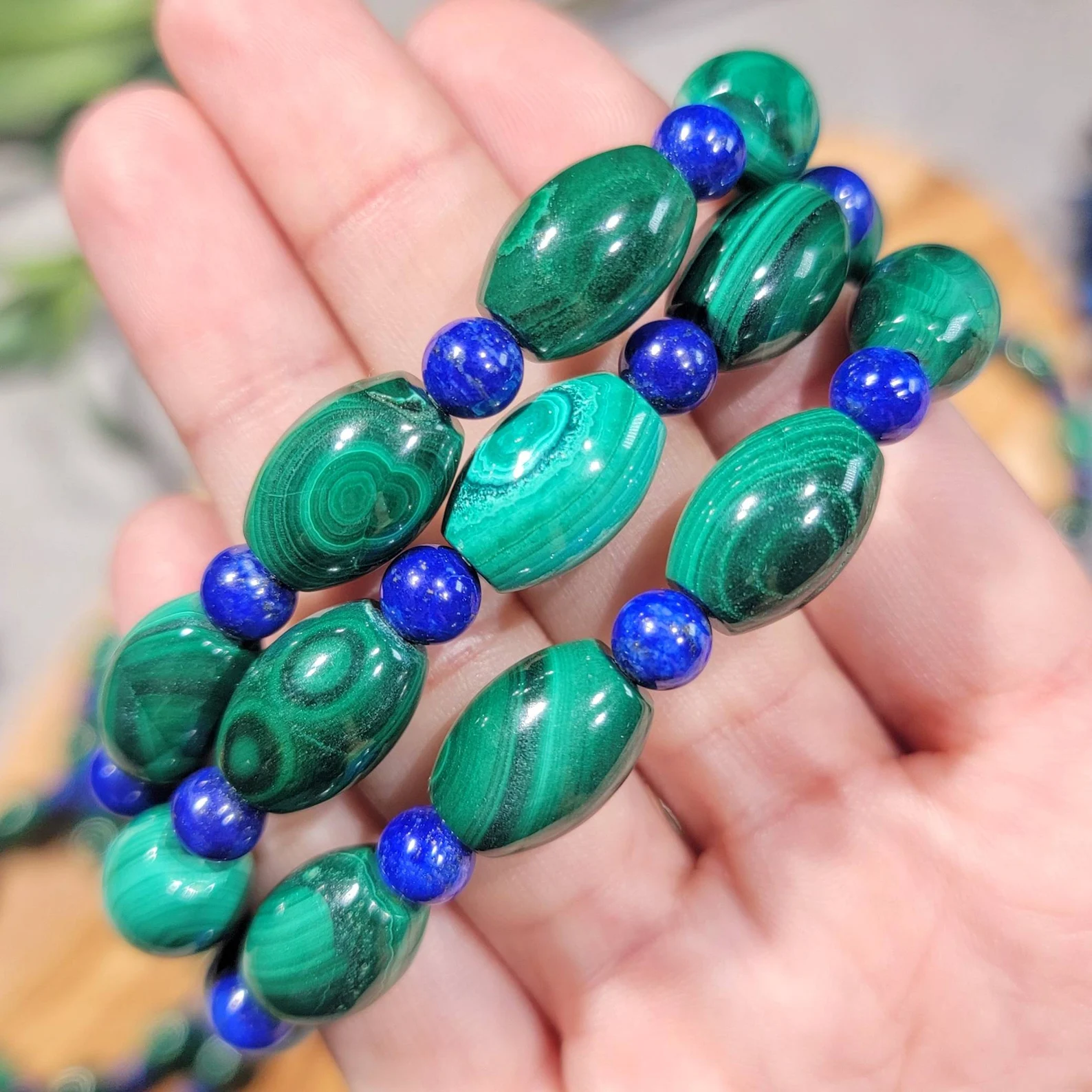 malachite and lapis lazuli bracelet