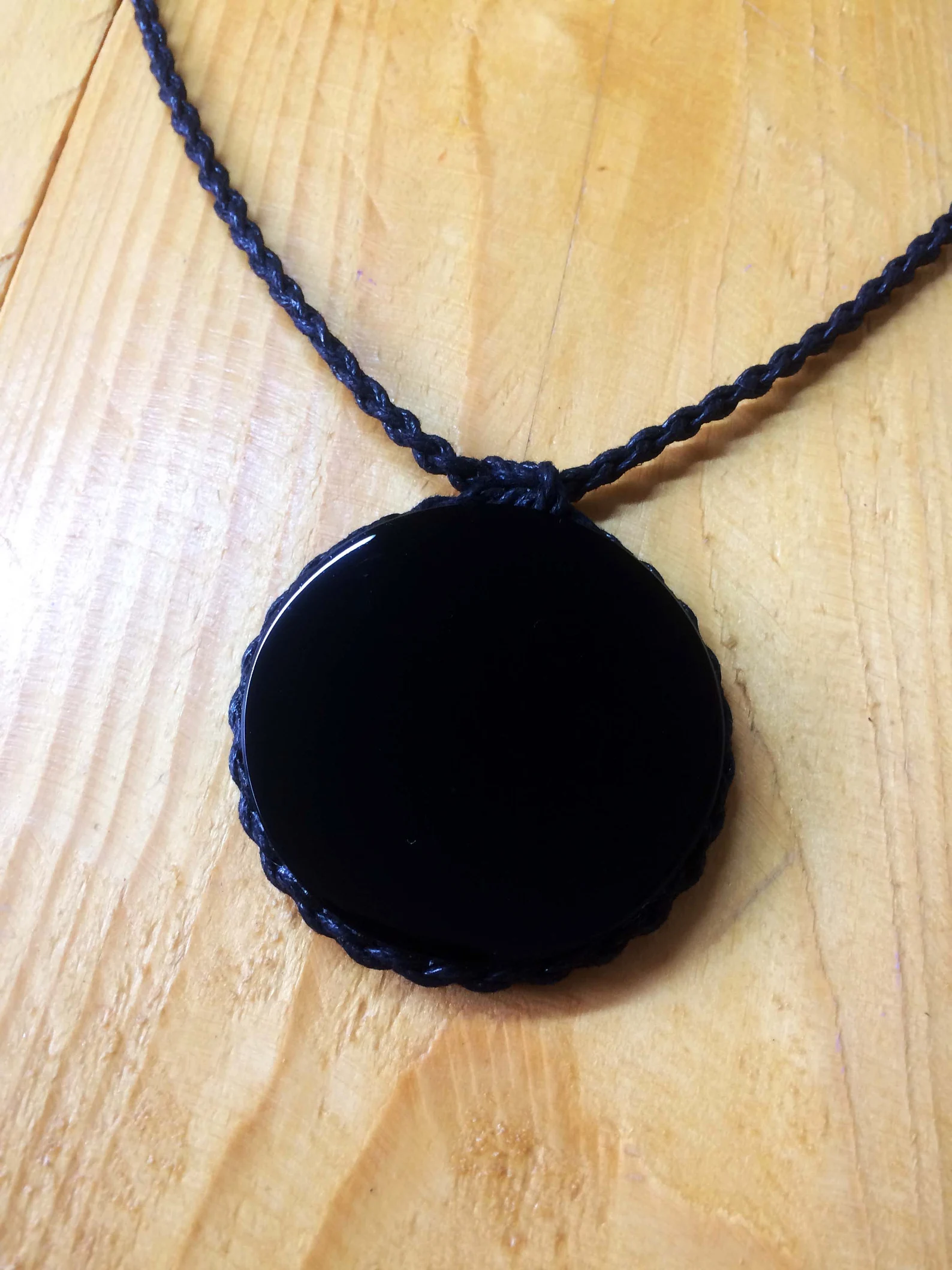 obsidian mirror pendant