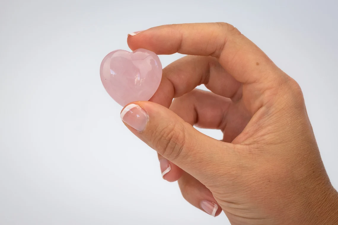 Rose Quartz heart shaped gemstone
