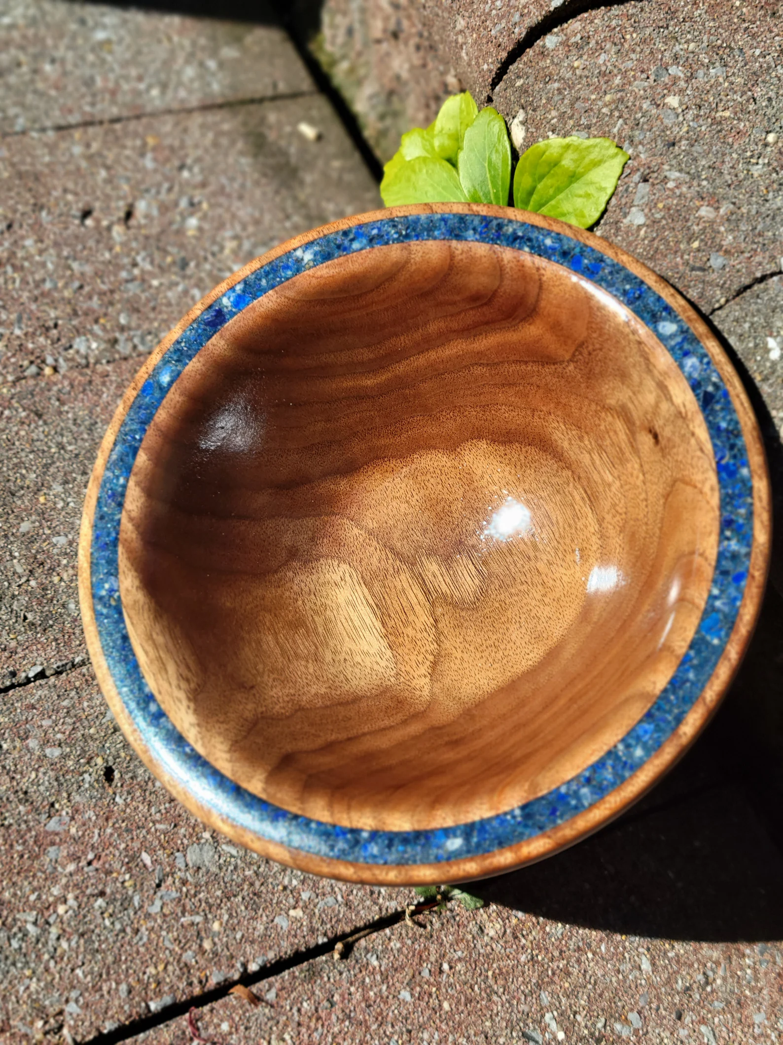 walnut bowl with lapis lazuli