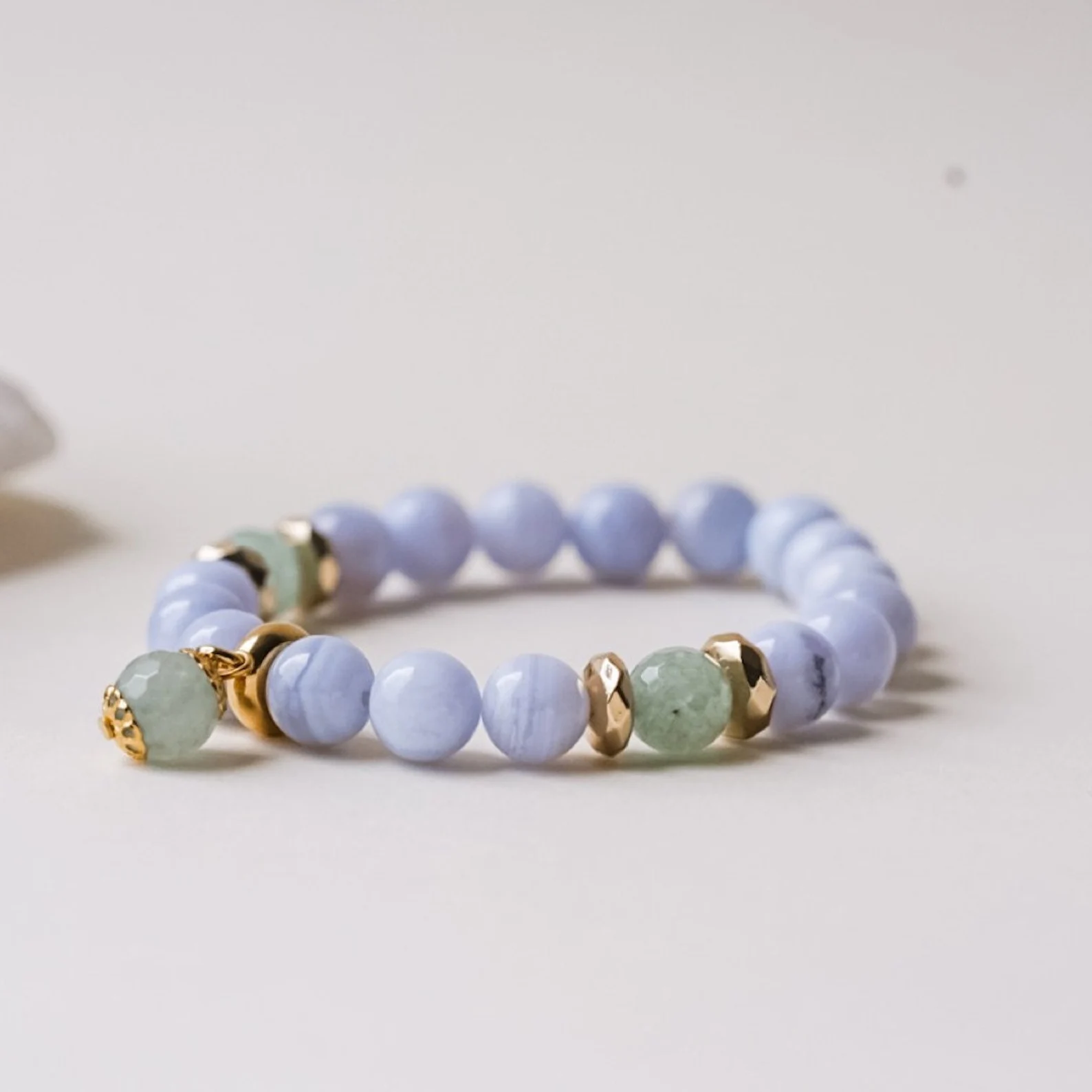 blue lace agate and green aventurine bracelet