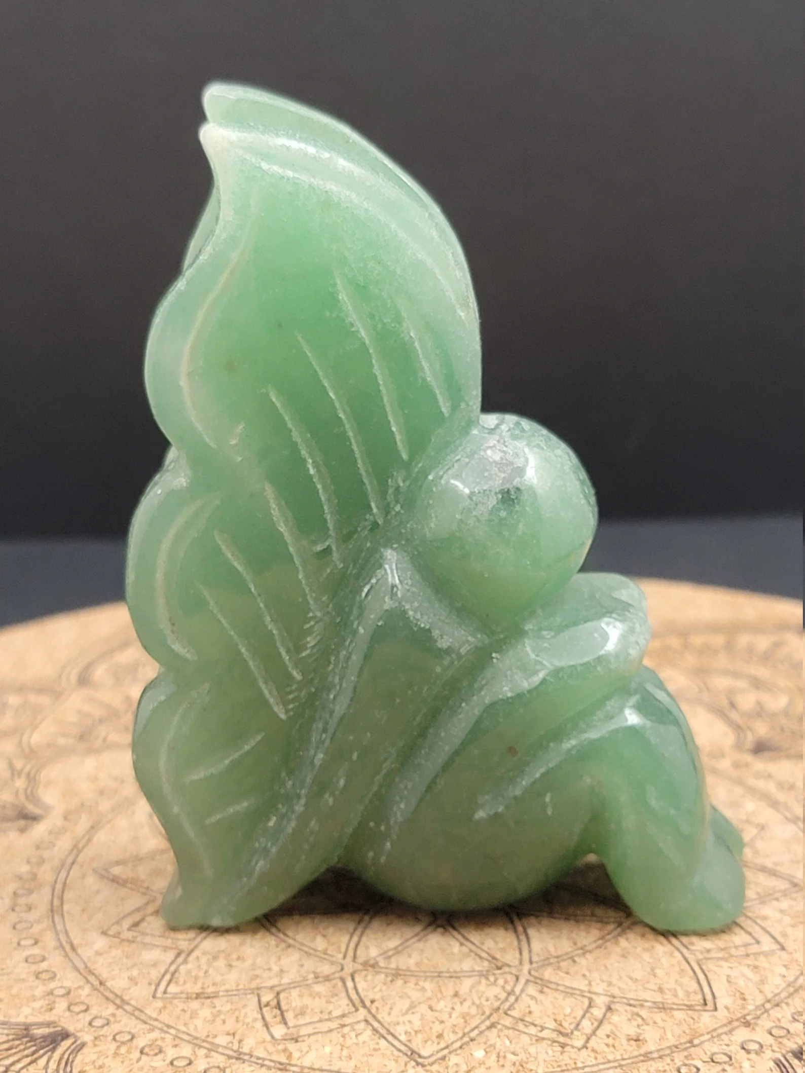green aventurine crystal fairy carving