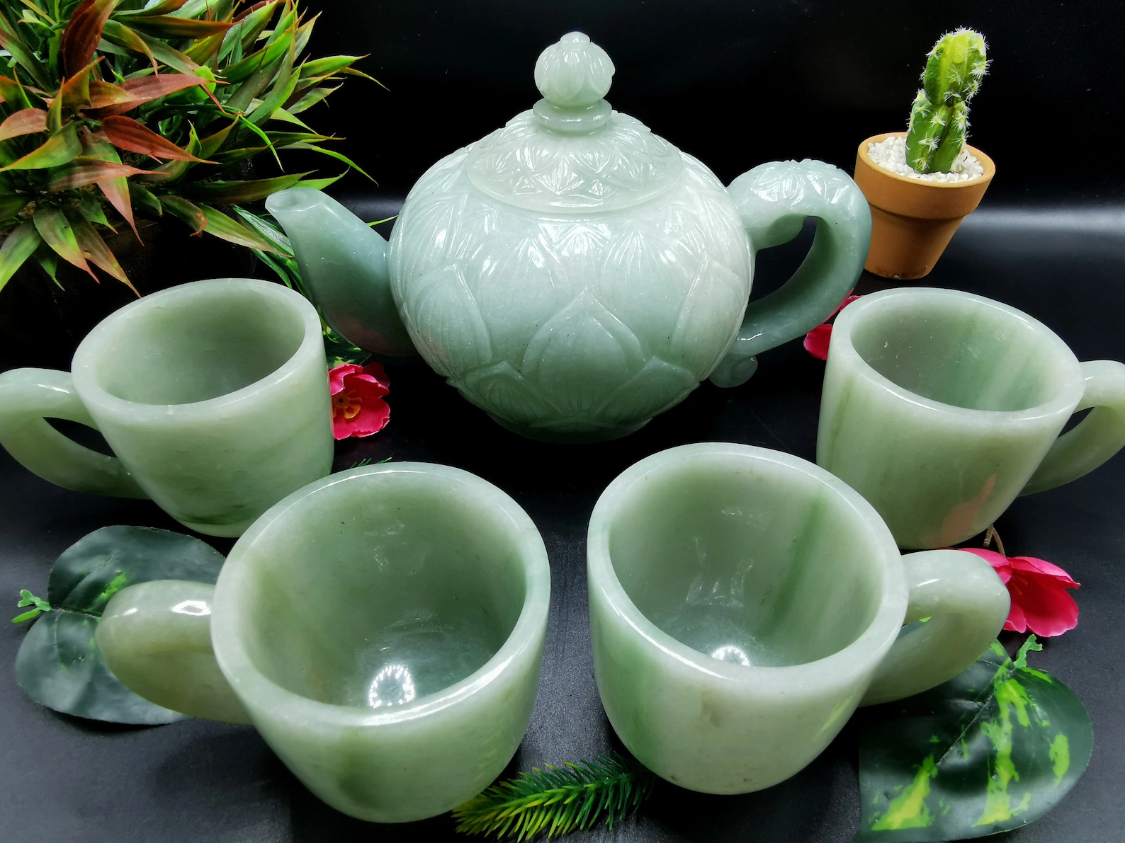 green aventurine tea set
