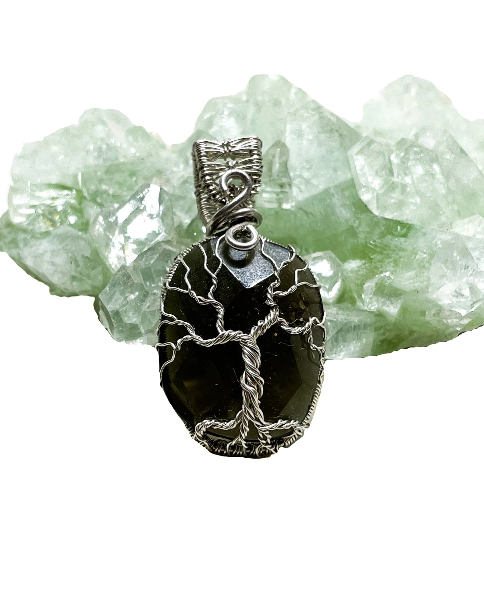 smoky quartz tree of life pendant etsy