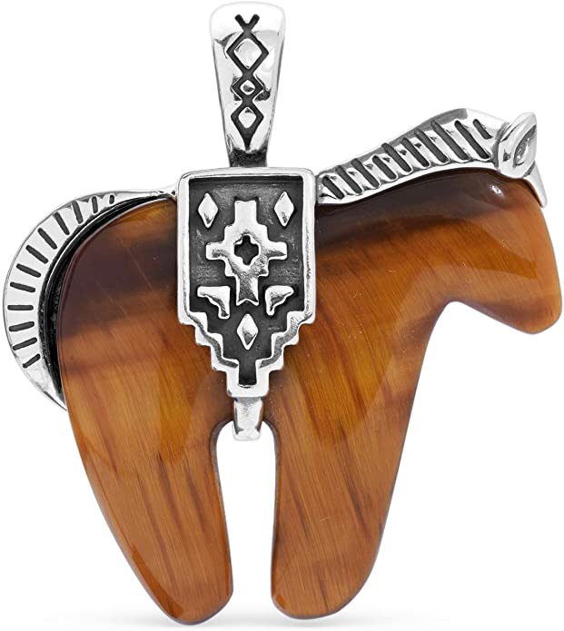 tiger's eye horse pendant