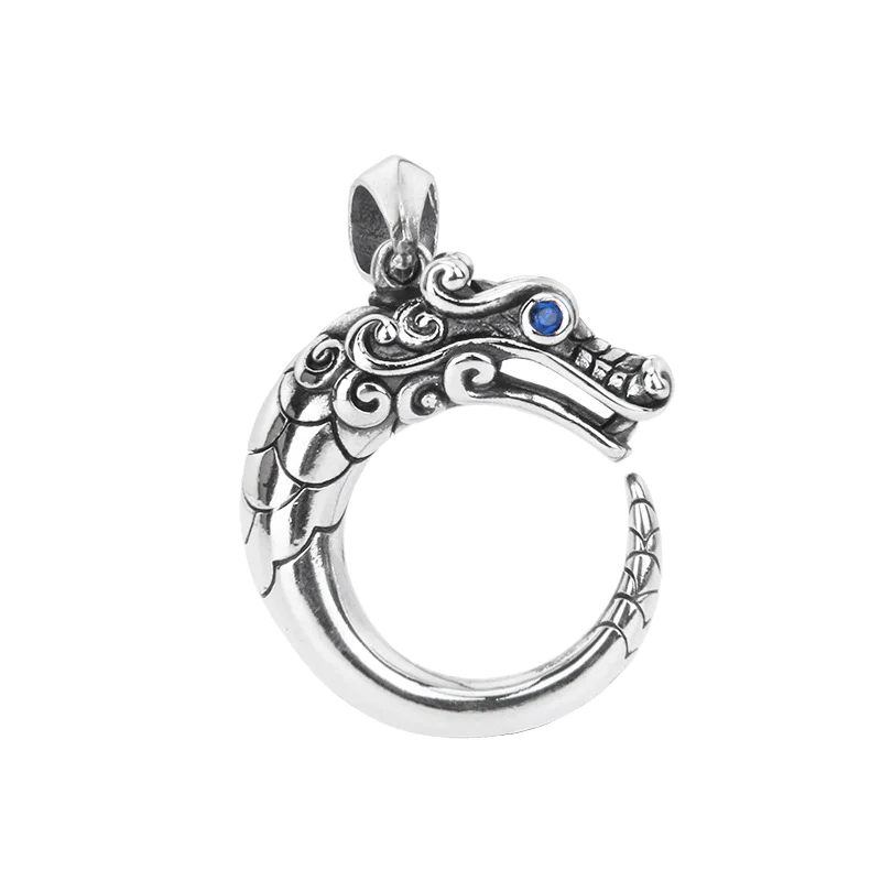 Dragon Ouroboros Pendant in Sterling Silver