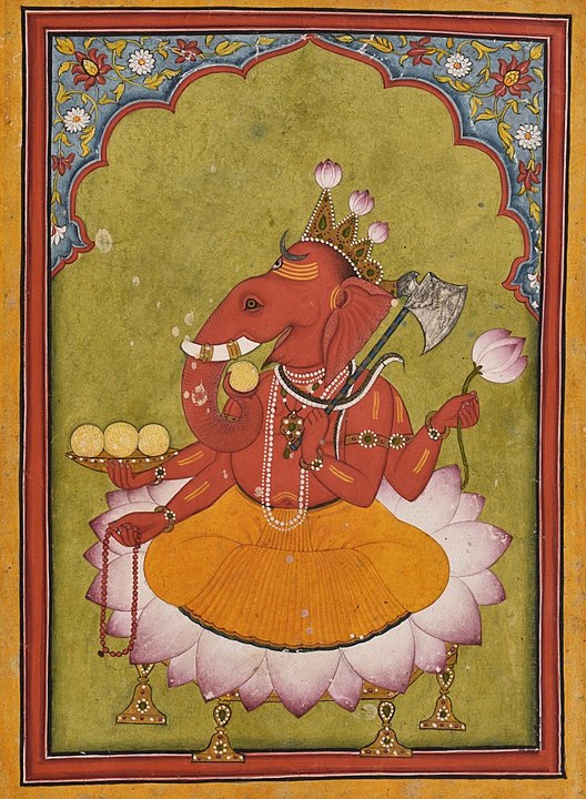 Ganesha getting ready to throw his lotus