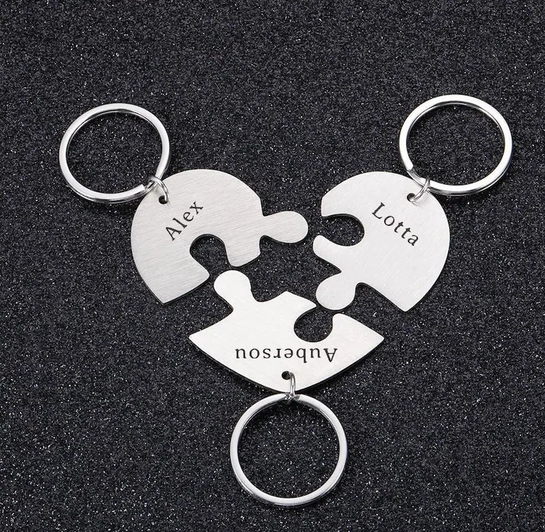 3 Heart Puzzle Key Chain