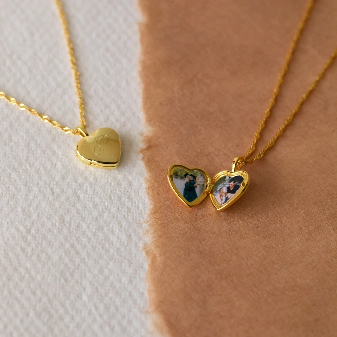Initial Heart Photo Locket Necklace