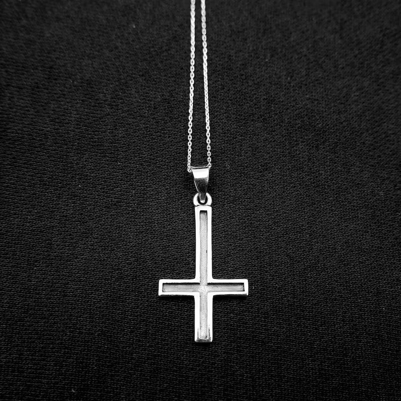 Inverted Cross Charm Pendant Necklace