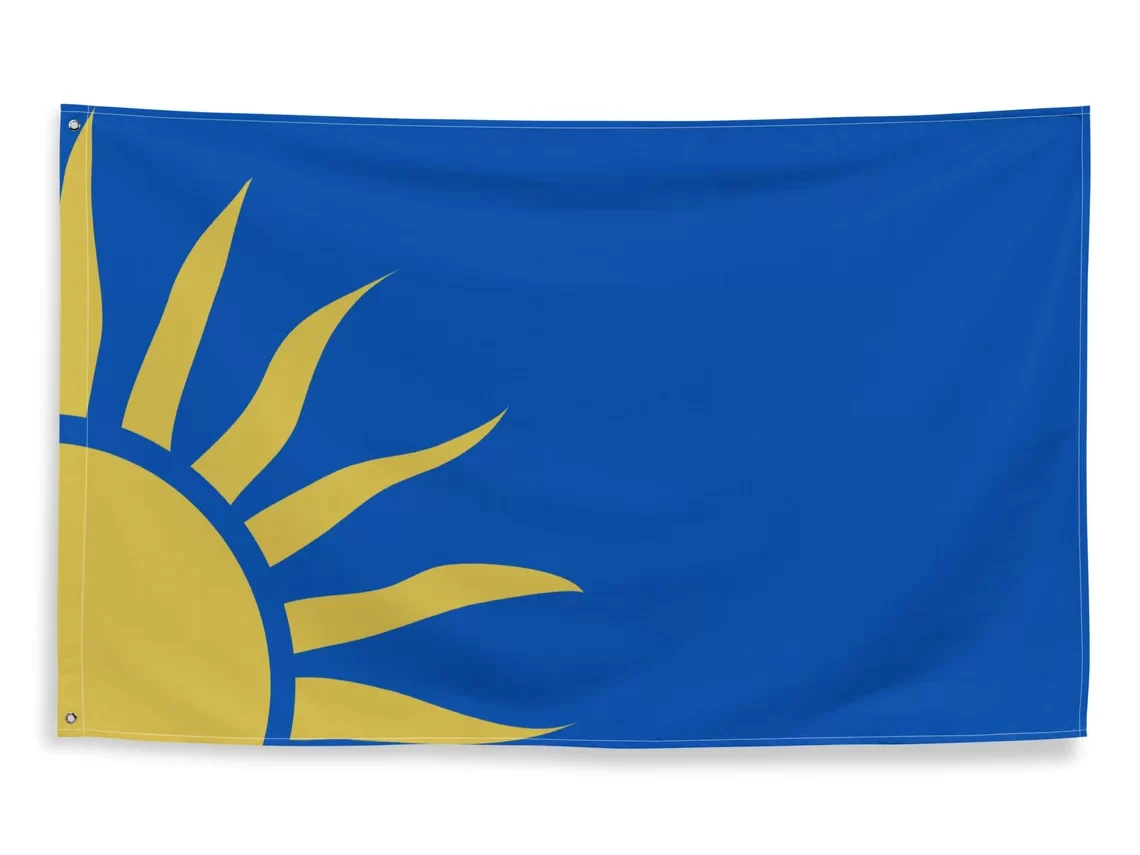 Irish Republican Fianna Golden Sunburst Blue Flag